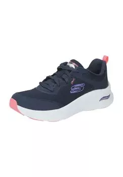 Кроссовки кожаные текстильные женские SKECHERS, цвет Navy Leather Mesh