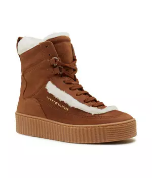 Кроссовки кожаные Tommy Hilfiger Essential Warmbootie, коричневый