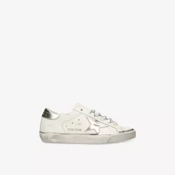 Кроссовки кожаные женские Golden Goose Super-Star, белый / серебряный