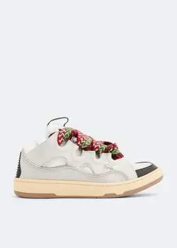 Кроссовки LANVIN Curb leather sneakers, серебряный