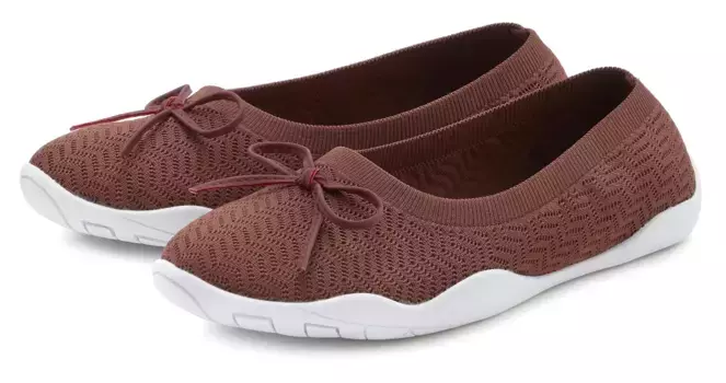 Кроссовки LASCANA, балетки, на плоской и гибкой подошве, очень легкие, тапочки, полуботинки VEGAN, коричневый
