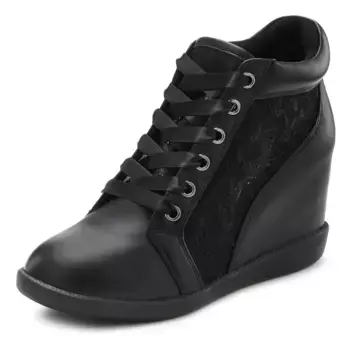 Кроссовки LASCANA "Ботильоны", повседневная обувь, полуботинки с внутренней танкеткой, кружевные детали, черный