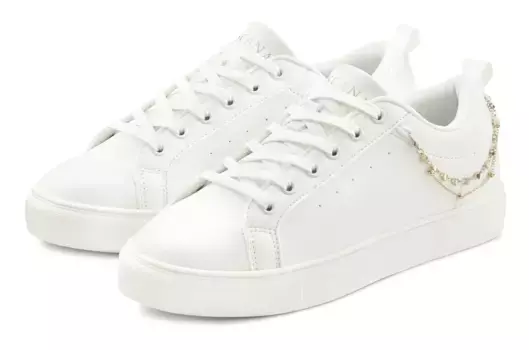 Кроссовки LASCANA, модный элемент цепочки, туфли на шнуровке, повседневная обувь VEGAN, белый