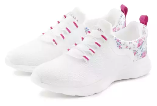 Кроссовки LASCANA, повседневная обувь, полуботинки с цветочным принтом VEGAN, белый