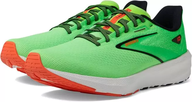 Кроссовки Launch 10 Brooks, цвет Green Gecko/Red Orange/White