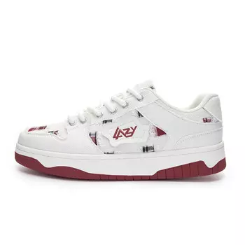 Кроссовки LAZY BONS Skateboarding Shoes Unisex Low-top, белый/красный