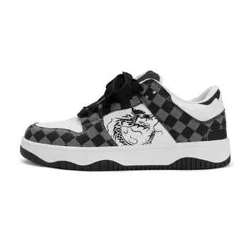 Кроссовки LAZY BONS Skateboarding Shoes Unisex Low-top, белый/черный