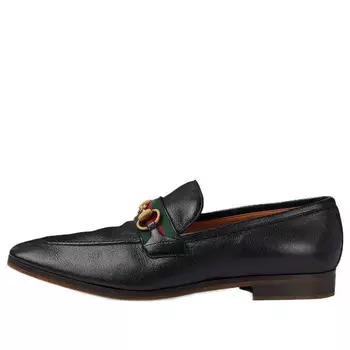 Кроссовки leather grosgrain trim dress loafers 'black red' Gucci, черный