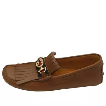 Кроссовки leather interlock g loafers 'brown' Gucci, коричневый