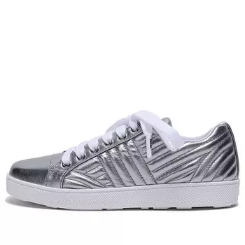 Кроссовки leather sneakers 'silver' Prada, серебряный