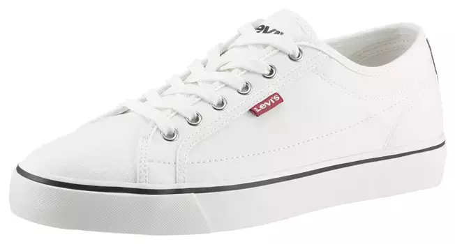 Кроссовки Levi's "HERNAN", повседневная обувь, полуботинки, шнуровка с 6 отверстиями, белый