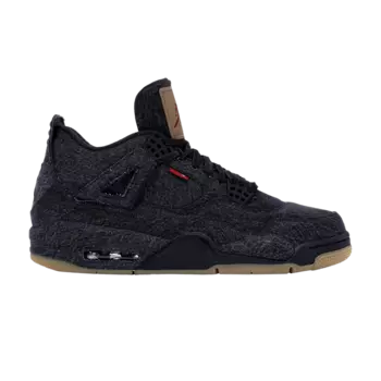 Кроссовки Levi's x Air Jordan 4 Retro 'Black Denim - Blank Tag', черный