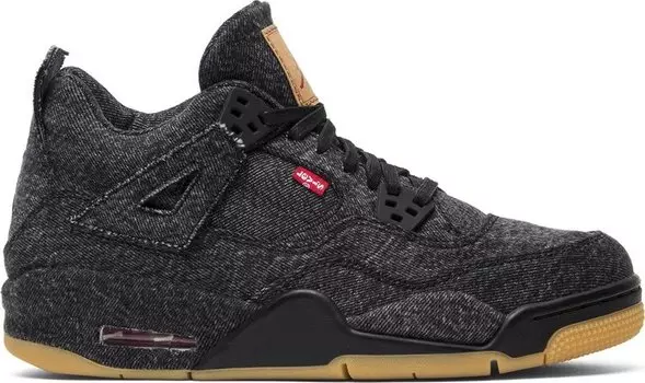 Кроссовки Levis x Air Jordan 4 Retro GS Black Denim, черный