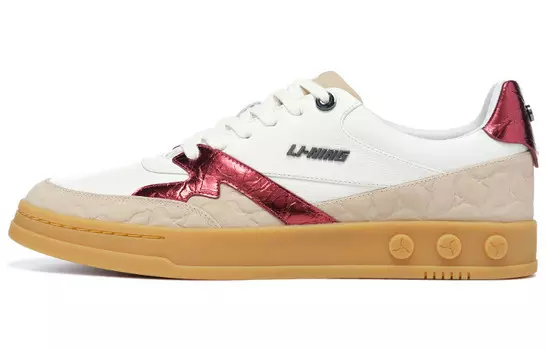Кроссовки LI-NING 1990 001 Skateboarding Shoes Men Low-top White/deep Chestnut, красный