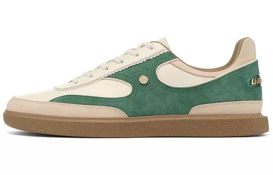 Кроссовки LI-NING 1990 Clouds Skateboarding Shoes Men Low-top Beige/Green, зеленый