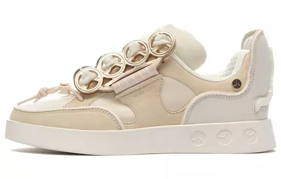 Кроссовки LI-NING 1990 Heavy Pupils Skateboarding Shoes Women's Low-top Beige/White