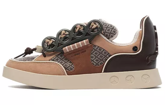 Кроссовки LI-NING 1990 Heavy Pupils Skateboarding Shoes Men Low-top Brown/brown