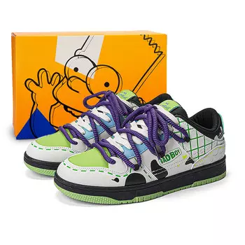 Кроссовки Lifestyle унисекс с низким верхом белого/зеленого цвета The Simpsons