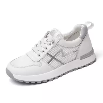 Кроссовки Lifestyle женские с низким верхом, бело-серый, дышащая сетка Cigna