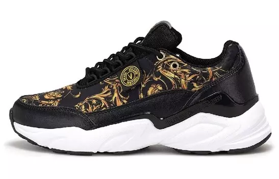 Кроссовки Lifestyle женские с низким верхом, черные/желтые Versace Jeans