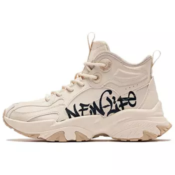 Кроссовки Lifestyle женские высокие ванильно-желтый/ночно-синий Qiaodan