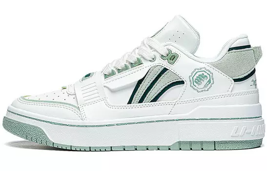 Кроссовки LINING Badfive Skateboarding Shoes Men Low-top Off-white/pine Green, белый/зеленый