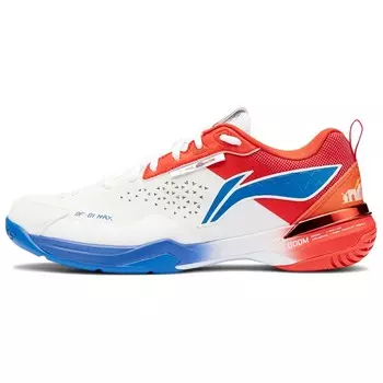 Кроссовки LINING Badminton Shoes Unisex Low-top Standard White/Scarlet Red/Bright Blue, красный