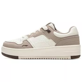 Кроссовки LINING Cheese Series Skateboarding Shoes Women's Low-top Rice White/mushroom Brown, белый