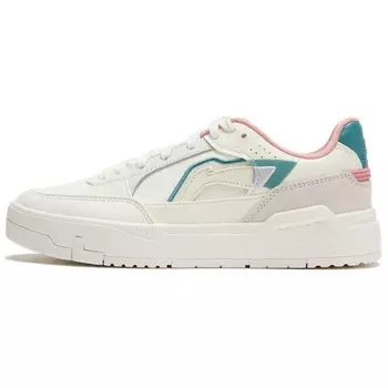 Кроссовки LINING Common 80s Skateboarding Shoes Women's Low-top Milky White / Phthalo Green, зеленый