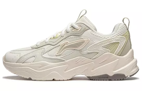 Кроссовки LINING Meteor Lifestyle Shoes Women's Low-top Cloud White/light Tea-green, зеленый