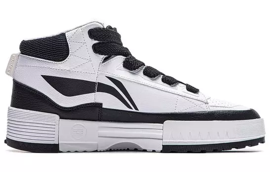Кроссовки LINING Mileage Skateboarding Shoes Men Mid-top White, белый/черный