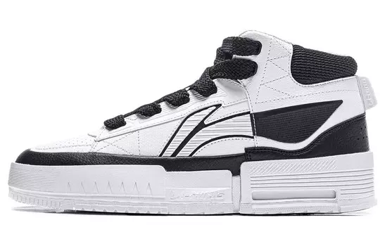 Кроссовки LINING Mileage Skateboarding Shoes Women's Mid-top, белый/черный