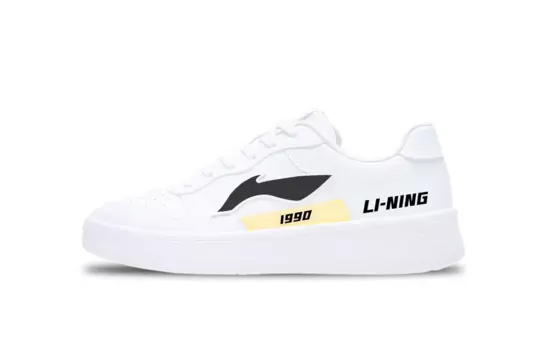 Кроссовки LINING Pontoon Boats Skateboarding Shoes Women's Low-top Yellow, белый