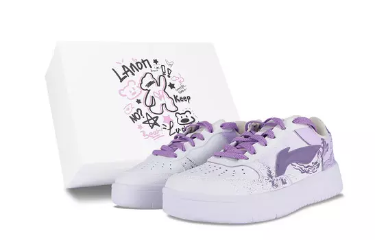 Кроссовки LINING Pontoon Boats Skateboarding Shoes Women's Low-top Purple, белый