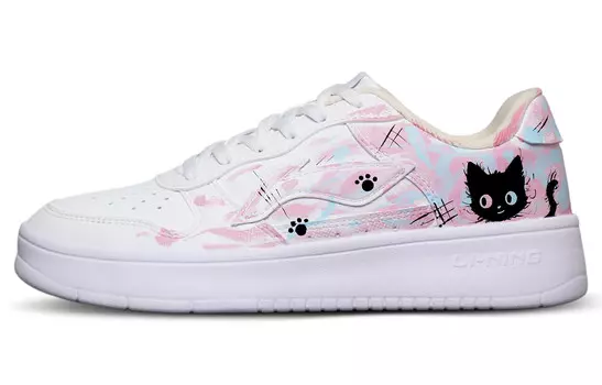 Кроссовки LINING Pontoon Boats Skateboarding Shoes Women's Low-top PUMA White/PUMA Black/Poison Pink, белый