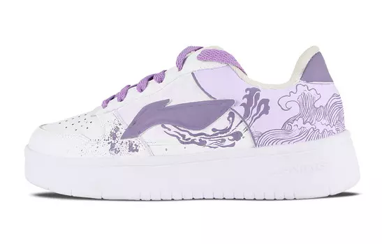 Кроссовки LINING Pontoon Boats Skateboarding Shoes Women's Low-top Purple, белый