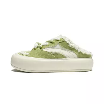 Кроссовки LiNing Puff Mule Skateboarding Shoes Women's Low-top Moss Green/cream White, зеленый