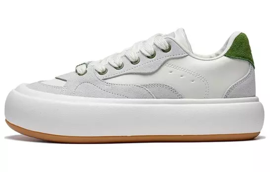 Кроссовки LiNing Puff Platform Lifestyle Shoes Women's Low-top Gray/White/Green, зеленый