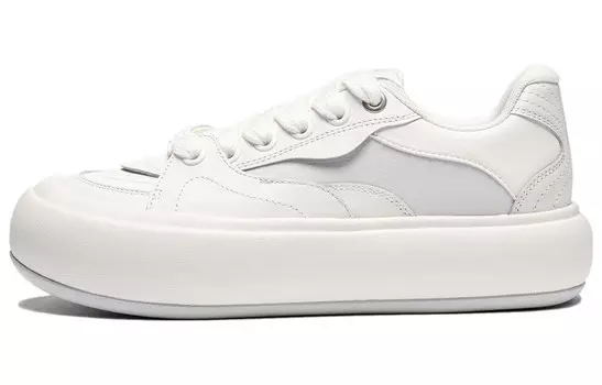 Кроссовки LiNing Puff Platform Skateboarding Shoes Women's Low-top White/Gray, белый/серый