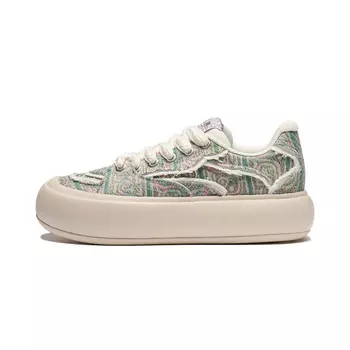 Кроссовки LiNing Puff Platform Skateboarding Shoes Women's Low-top Green/Pink, зеленый