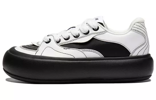 Кроссовки LiNing Puff Platform Skateboarding Shoes Women's Low-top White/Black, белый/черный