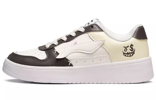 Кроссовки Lining Skateboarding Low-top, белый/коричневый/светло-желтый