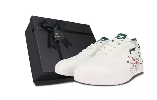 Кроссовки LiNing Skateboarding Shoes Men Low-top Black/Green/Red, белый