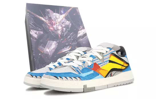 Кроссовки LINING Skateboarding Shoes Men Low-top White/yellow/orange, синий