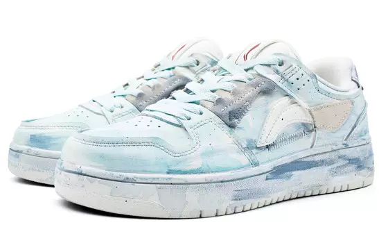 Кроссовки LINING Skateboarding Shoes Men Low-top Cyan/White, голубой