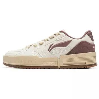 Кроссовки LINING Skateboarding Shoes Men Low-top Rice White / Purple Susu Brown, белый/фиолетовый