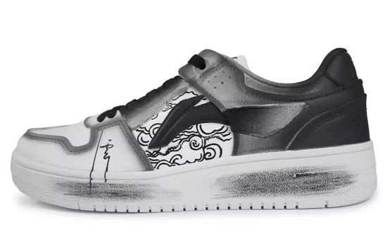 Кроссовки LINING Skateboarding Shoes Men Low-top Black/grey, черный