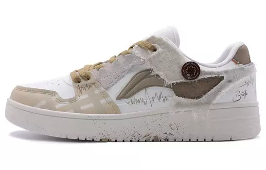 Кроссовки LINING Skateboarding Shoes Men Low-top White/Yellow, цвет Off White