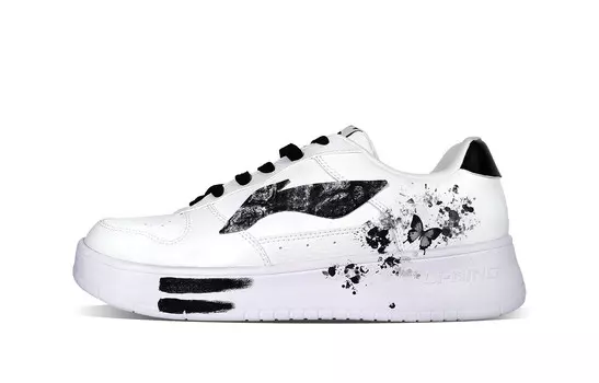 Кроссовки LINING Skateboarding Shoes Men Low-top Black, белый