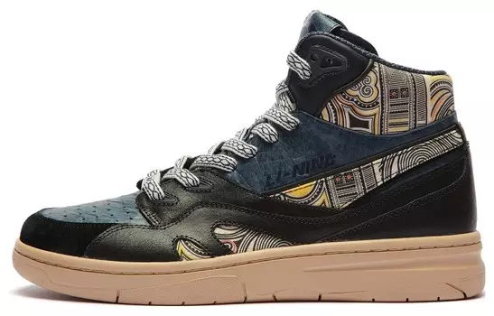 Кроссовки LiNing Skateboarding Shoes Women's High-top Black, синий/черный